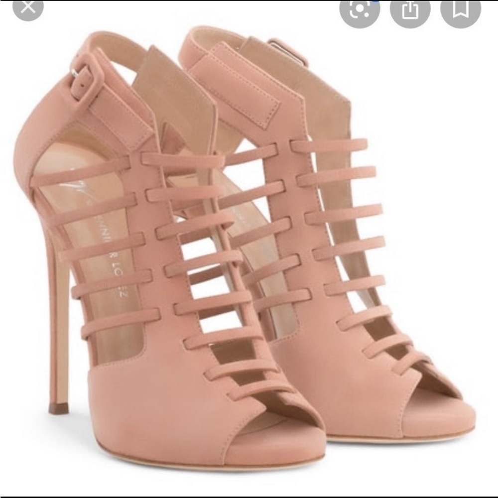 AUTHENTIC Giuseppe for JLO "Jen" laser cutout bootie in blush